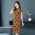  Summer Middle-Aged and Elderly Women's Dress Beauty Stripe Printed Slim Fit Elegant Cheongsam Mid-Length Dress