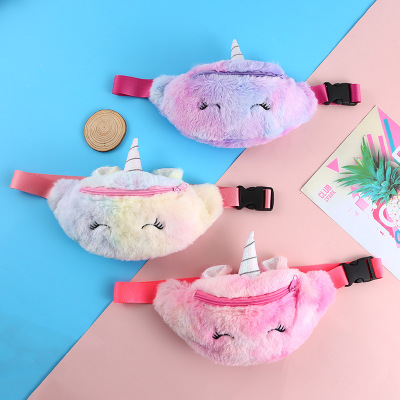 Unicorn Children's Plush Waist Bag Cartoon Animal Shoulder Messenger Bag Creative Cute Student Mini Phone Bag