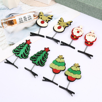 New Handmade DIY Santa Claus Hairpin Autumn and Winter Cartoon Ornament Children's Christmas Barrettes Factory in Stock