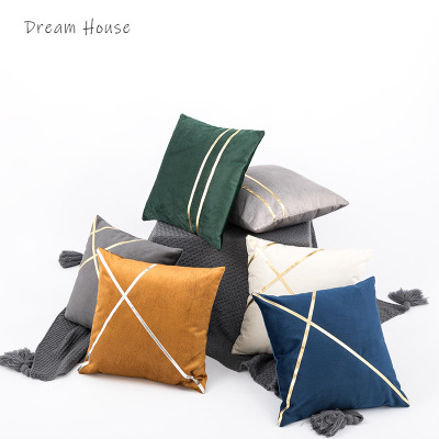Modern Light Luxury Faux Leather Stitching Pillow Cover Living Room Backrest Pillow Pillow Cushion Wholesale
