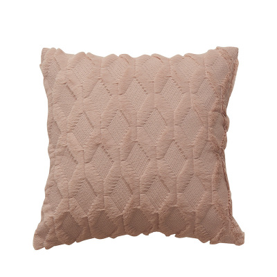 Xuai New Special Embroidery Geometric Diamond Block Plush Pillowcase Simple Solid Color Home Winter Sofa Cushion Cover