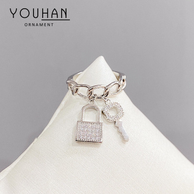 2021 Summer Hot Ins Special-Interest Design South Korea Dongdaemun New Key Lock Elegant Metal Ring Rings