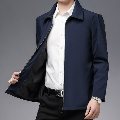 2021 Spring and Autumn New Middle-Aged People's Jacket Men's Casual Business Lapel Middle-Aged and Elderly Jacket Coat Foreign Trade Cross-Border