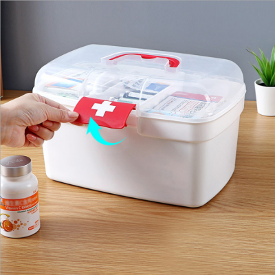 Foreign Trade Export Family Medicine Box Large, Medium and Small Plastic Storage Medicine Box Double Layer First-Aid Kit