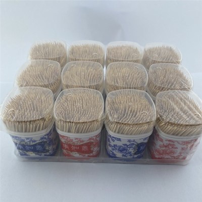 High Quality New Four Color Polypropylene Arc Bottled Bamboo Toothpick Export Double Pointed Toothpick