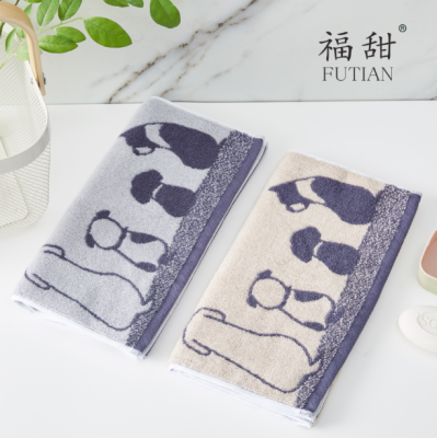 Futian-Cotton Thickened Jacquard Towel Cute Animal Towel Couples Face Towel Puppy Towel Factory Direct Sales