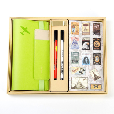 [Bowen] Travel Book Leather Carry-on Memo Notebook Gift Box 7 Pieces Gift Set Custom Logo