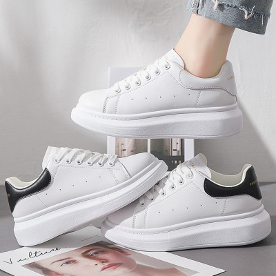 2021 Summer New McQueen White Shoes Men's Korean Style All-Matching Trendy Casual Platform Height Increasing Couple Sports Board Shoes