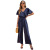 Nuoxi 2021 European and American Summer New Product Women's Clothes V-neck Fashion Temperament Leisure High Waist Loose Jumpsuit B1662