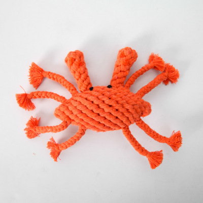 Cute Woven Animal Pet Toy Cotton Rope Handmade Woven Handicraft Crab Shape Dog Toy