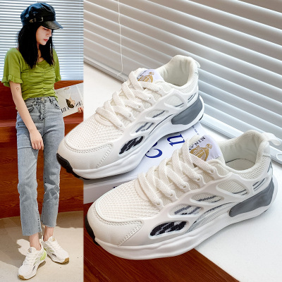 Dad Shoes Women's Fashionable Ins2021 Summer New Korean Style Fashionable Mesh Breathable Color-Blocking Platform Casual Sneakers