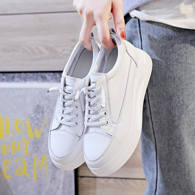 Women's Genuine Leather Shoes Spring/Summer 2021 New Women's Shoes Hidden Heel Platform White Women's Shoes Korean Sports Women's Casual Shoes