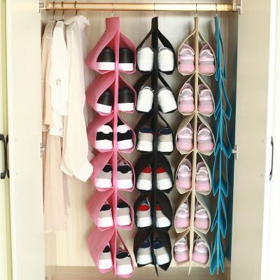 Shoes Hanging Storage Bag Wall Hanging Storage Bag Wardrobe Non-Woven Household Dustproof Shoe Box Simple Style Finishing
