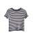 2021 New Women's Spring/Summer round Neck Bottoming Shirt Black and White Striped Ice Silk Sweater Short Sleeve T-shirt Top