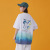 Hanlu Women's Clothing 2021 New Gradient Short-Sleeved T-shirt Female Spoof Bear Print National Fashion Oversize Couple T-shirt