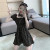 Summer Wear 2021 New French Retro Hollow Slim Slimming Small Puff Sleeve Black Shivering Dress