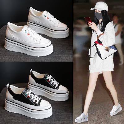 Hidden Heel White Shoes 2021 New Casual Invisible Height Increasing 8cm Thick Bottom Sports Muffin Sneakers Generation