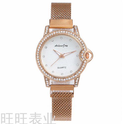 foreign trade popular fashion diamond women‘s watch silver pink hot sale starry sky magnet watch factory direct sales