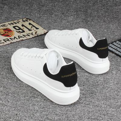 McQueen White Shoes Men's Thick-Soled Men's Skateboard Shoes Couple Casual Sneakers Korean Style All-Matching Travel Shoes Men's