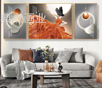 Beauty Three-Piece Painting, Beauty Decorative Painting Beauty Set Painting New Beauty Crystal Painting Glass Painting