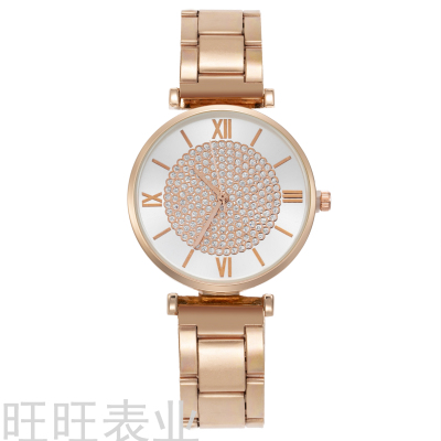 Fashion Color Face Starry Pattern Diamond Women's Bracelet Watch Simple Lady Fashion Stainless Steel Steel Strap Watch