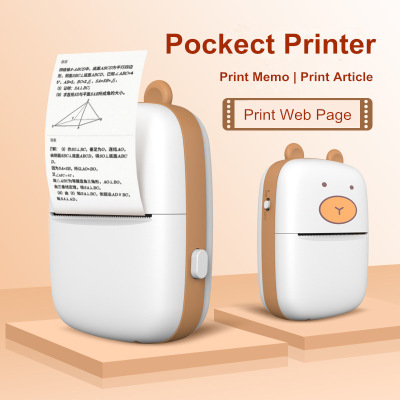 Cross-Border Student Pocket Wrong Mini Printer Picture Bar Code Sticky Notes Bluetooth Portable Thermal Printer