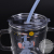 Qianli Binaural Glass Printing Cup with Straw Small Animal Cup with Straw Children Drinking Cup Ins Cute Straw Cup Cup with Straw