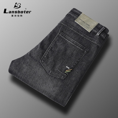 Lansboter Spring/Summer Jeans Men's Pencil Pants Stretch Embroidered Denim Trousers Men's Trendy Casual Jeans