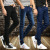 Four Seasons Main Push Jeans Men's Korean-Style Slim Fit Teenagers Skinny Pants Men's Wear & Black Men's Pencil Pants Trousers