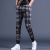 Summer Plaid Casual Pants Men's Slim Fit Skinny Korean Style Trendy Non-Ironing All-Matching Cropped Men's Track Pants