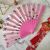 Red Flat Plate Silk Cloth Fan-Western Simple Wedding Celebration Decoration RED DOUBLE HAPPINESS Props New Chinese European Style Cheongsam Folding Fan