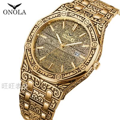 ONOLA Cross-Border Hot Watch Men's Waterproof Steel Belt Classic Watch Fashion Personality Trend Business Men's Watch