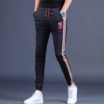 Trendy Brand Men's Pants Black Pants Sports Pants Casual Trousers Men's High-End Sweatpants Summer Slim Fit Internet Celebrity Ankle Banded Pants