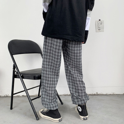 Autumn 2020 Casual Pants Neutral Men's and Women's Casual Black and White Retro Plaid Pants Fashion Brand Loose Tappered Trousers Straight
