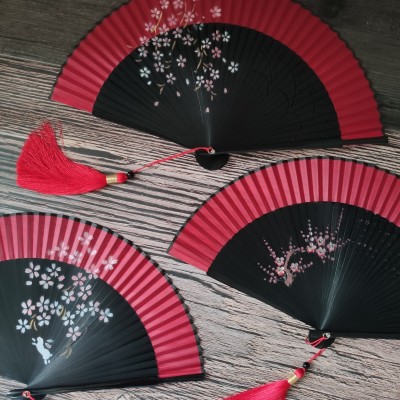 Inkjet Fan Hand Drawn Fan Net Red Fan Women's Row Fan Paint Female Fan Plum Blossom Archaic Folding Fan High-End Gift Fan