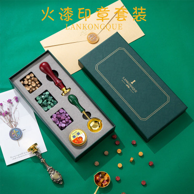 European-Style Retro Wax Seal Envelope Icon Gift Box Set Sealing Wax Tablets Hand Account Seals Truncheon Wax Tablets