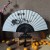 Paint Female Fan-Boutique Artificial Silk Lady Craft Folding Fan-New Chinese Ancient Style Peony Blue and White Fan Gift Fan