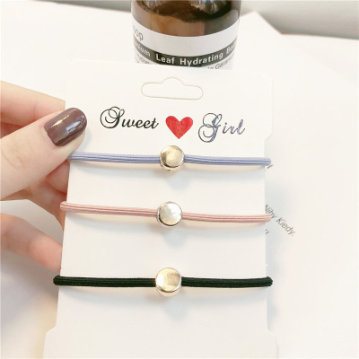 Korean Style Elegant High Elastic Hair Ring Hair Accessories Isn Base Base Little Golden Beans Hair Rope Hair Elastic Band Hair Rope