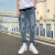 2021 Ripped Jeans Men's Summer Light Blue Korean Style Loose Straight 9 Points Harem Trendy Jeans Men's