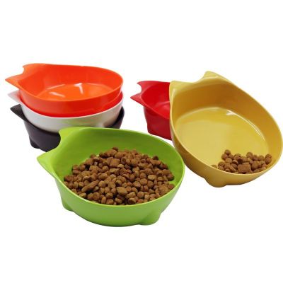 Factory Direct Sales New Pet Bowl Cat-Shaped Melamine Solid Color Flat Cat Ears Dog/Cat Bowl Quality Assurance