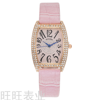 New Luxury Foreign Trade Fashion Wine Bucket Diamond Women's Watch Women's Digital Belt Style Quartz Watch