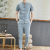 2021 New Linen Short-Sleeved Suit Men's Retro Style Ice Silk T-shirt Cropped Pants Two-Piece Cardigan Embroidered Chinese Costume