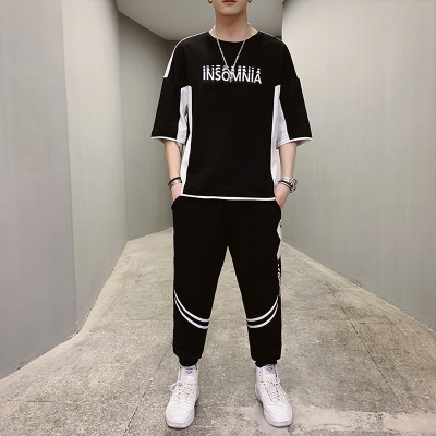 Fashion Brand Suit Men's Summer New Cotton Special Multicolor Men's Youth Loose Sports and Leisure Men's Two-Piece Suit