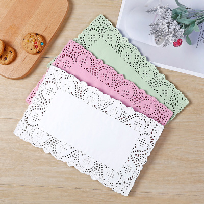 Doyley Rectangular 25*35 Disposable Hollow Paper Cutouts Bread Tray Lace Paper Square Plate Mat Paper