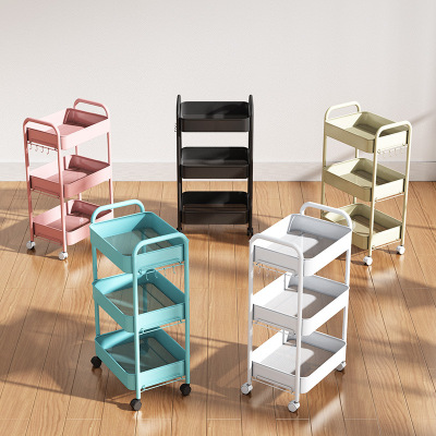 Kitchen Shelf Shelf Floor Multi-Layer Fruit and Vegetable Basket Storage Rack Household Mobile Trolley Storage Bookshelf