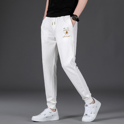 Spring and Summer New Elastic Waist Casual Pants Men's Trousers Men's Pants Korean Fashion All-Matching Men's Elastic Ankle-Tied Trousers Men