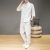 Chinese Style Summer Tang Suit Men's Linen Short-Sleeved Shirt Men's Suit with Cotton and Linen Three-Quarter Sleeve Shirt a Set of Men's