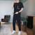 Fashion Brand Casual Suit Men's 2021 Summer New Loose Trendy Ice Silk Men's Short-Sleeved T-shirt Sports Two-Piece Suit