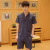2018 Linen Solid Color Large Size T-shirt Men's Casual Shorts Suit Summer Chinese Short Set V-neck Pullover