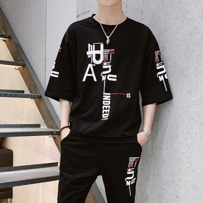 Summer Men's Sport Suit Casual Shorts New round Neck T-shirt Loose All-Match Half Sleeve Fashion Thin Short Sleeve